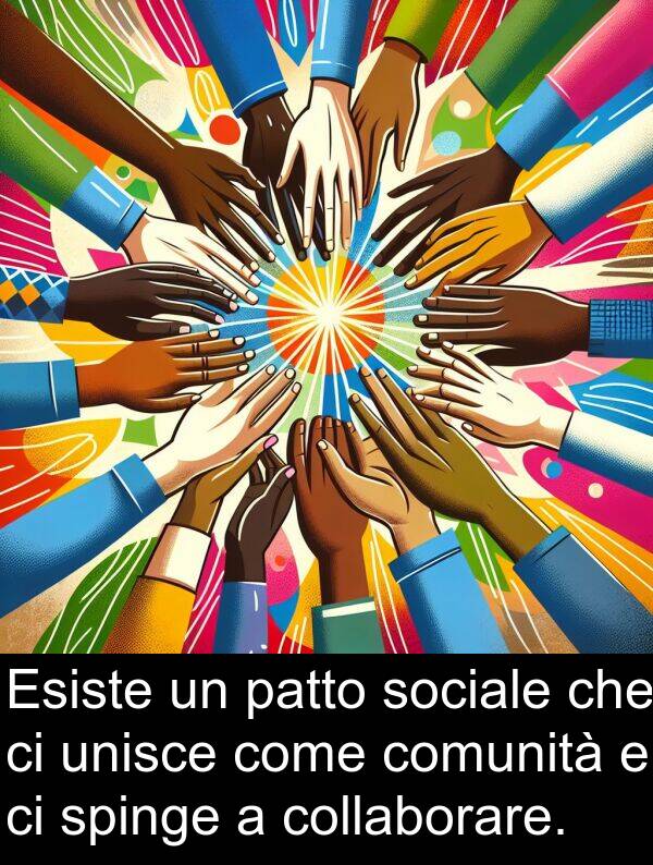 unisce: Esiste un patto sociale che ci unisce come comunità e ci spinge a collaborare.