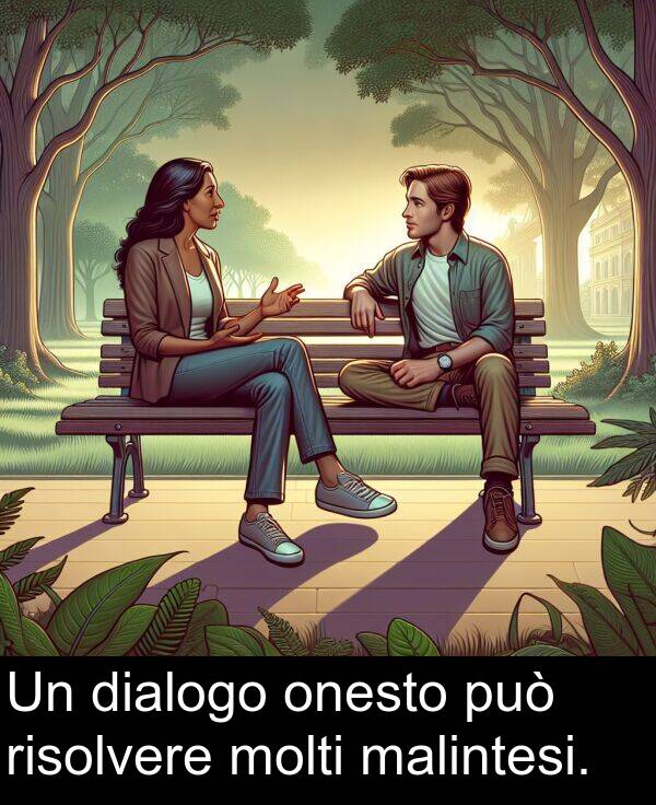 onesto: Un dialogo onesto può risolvere molti malintesi.