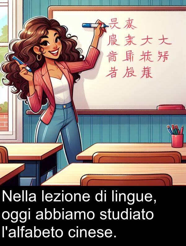 abbiamo: Nella lezione di lingue, oggi abbiamo studiato l'alfabeto cinese.