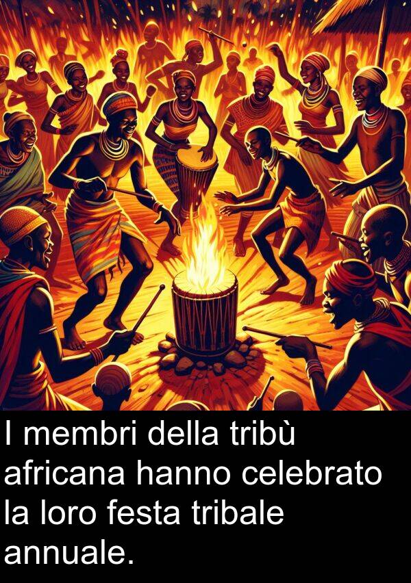 festa: I membri della tribù africana hanno celebrato la loro festa tribale annuale.