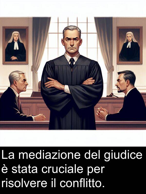 giudice: La mediazione del giudice è stata cruciale per risolvere il conflitto.