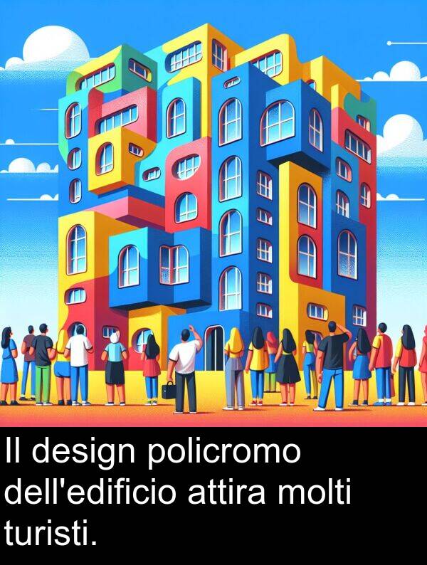 design: Il design policromo dell'edificio attira molti turisti.