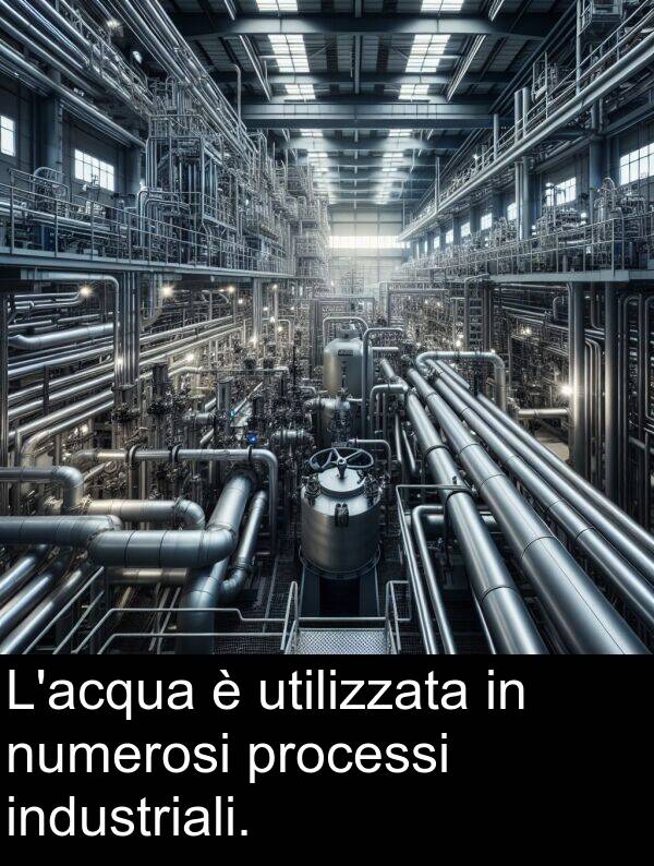 numerosi: L'acqua è utilizzata in numerosi processi industriali.