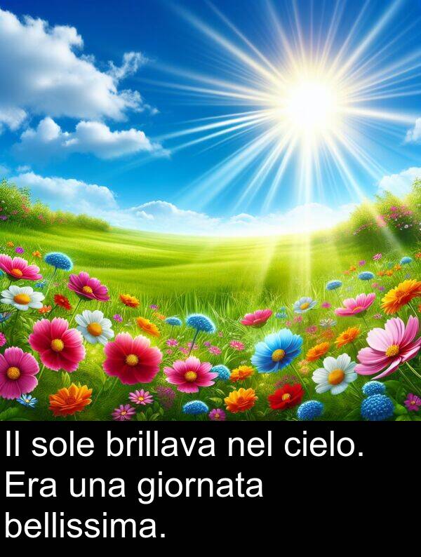 giornata: Il sole brillava nel cielo. Era una giornata bellissima.