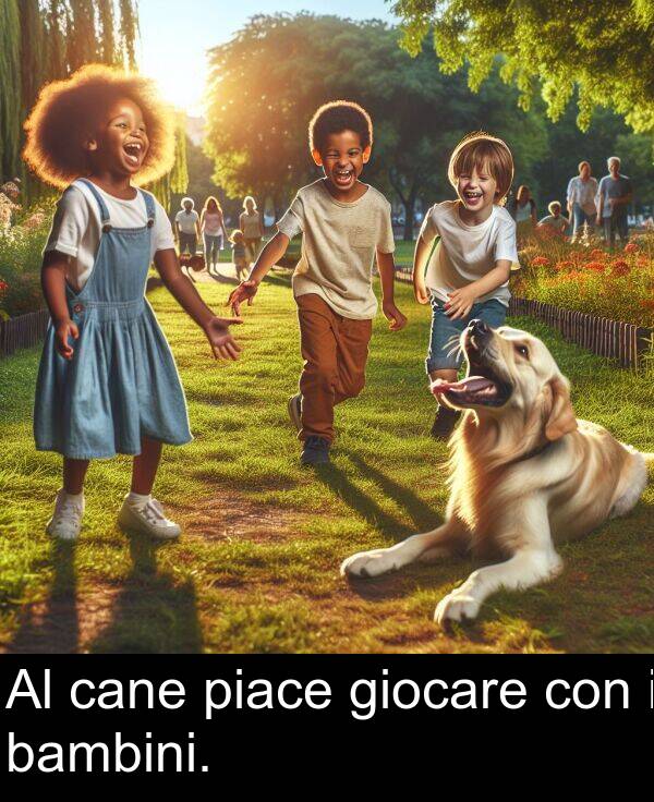 giocare: Al cane piace giocare con i bambini.