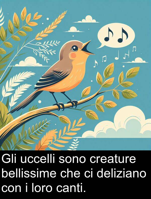 canti: Gli uccelli sono creature bellissime che ci deliziano con i loro canti.