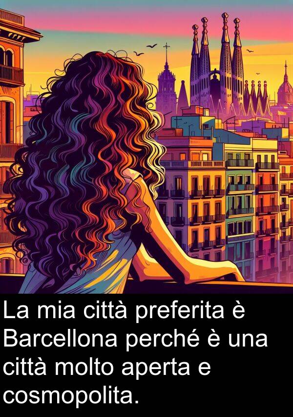 preferita: La mia città preferita è Barcellona perché è una città molto aperta e cosmopolita.