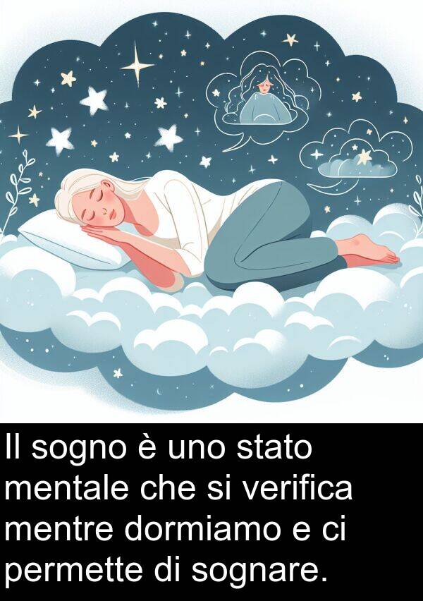 verifica: Il sogno è uno stato mentale che si verifica mentre dormiamo e ci permette di sognare.