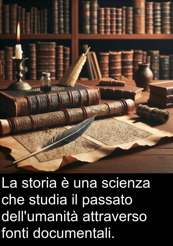 passato: La storia è una scienza che studia il passato dell'umanità attraverso fonti documentali.