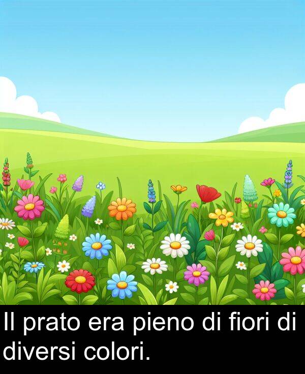 prato: Il prato era pieno di fiori di diversi colori.