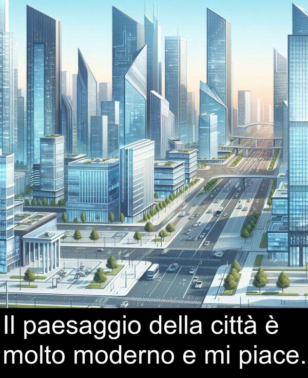 paesaggio: Il paesaggio della città è molto moderno e mi piace.