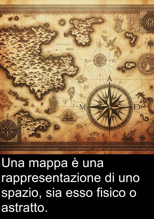 sia: Una mappa è una rappresentazione di uno spazio, sia esso fisico o astratto.