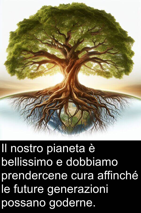 prendercene: Il nostro pianeta è bellissimo e dobbiamo prendercene cura affinché le future generazioni possano goderne.