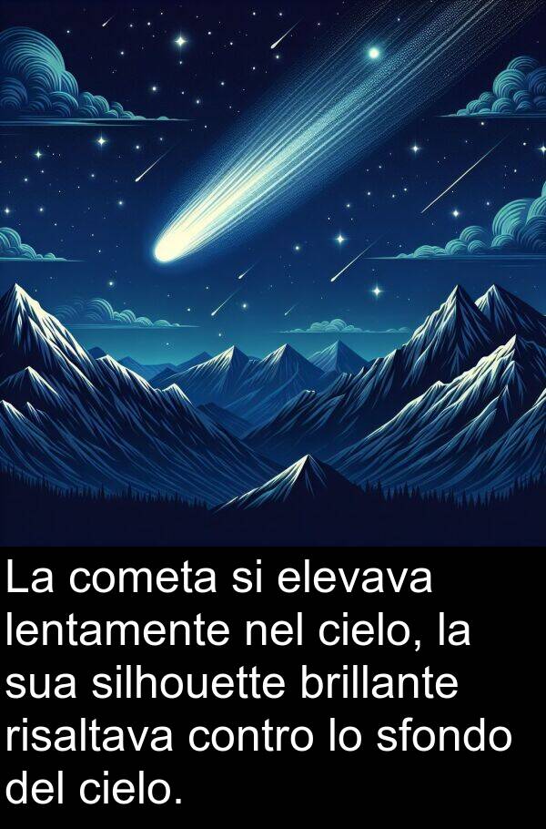 cometa: La cometa si elevava lentamente nel cielo, la sua silhouette brillante risaltava contro lo sfondo del cielo.