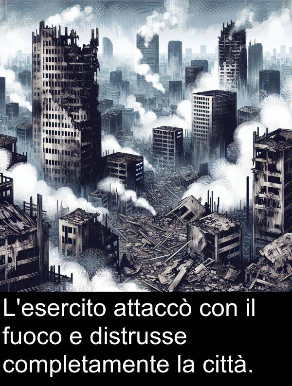 completamente: L'esercito attaccò con il fuoco e distrusse completamente la città.