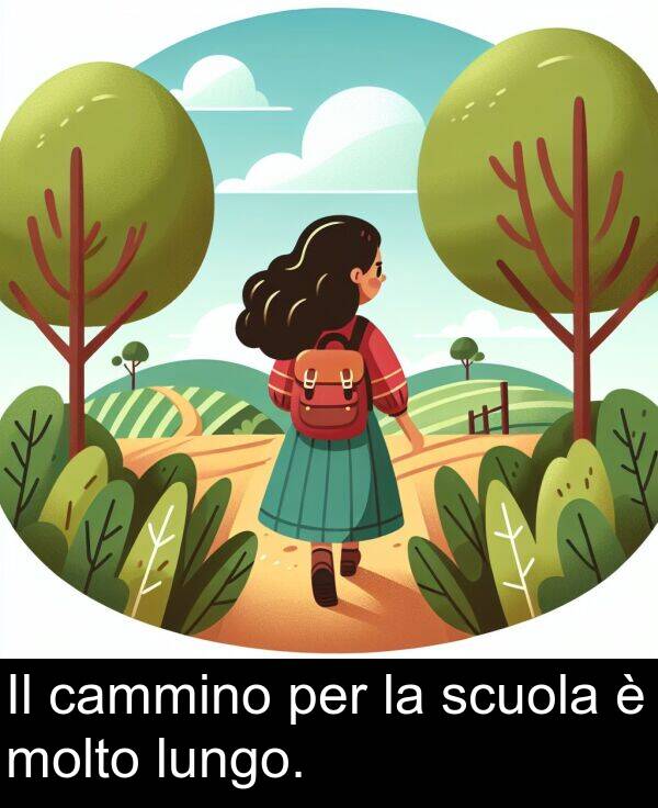 cammino: Il cammino per la scuola è molto lungo.