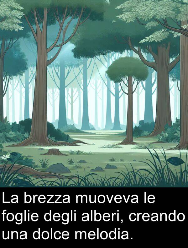 degli: La brezza muoveva le foglie degli alberi, creando una dolce melodia.