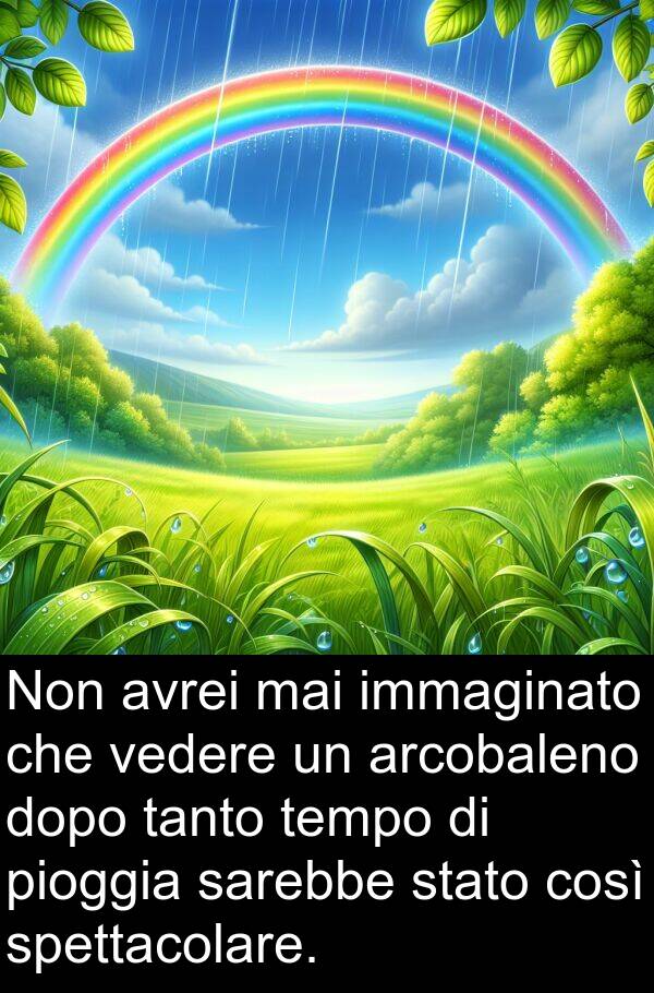 vedere: Non avrei mai immaginato che vedere un arcobaleno dopo tanto tempo di pioggia sarebbe stato così spettacolare.