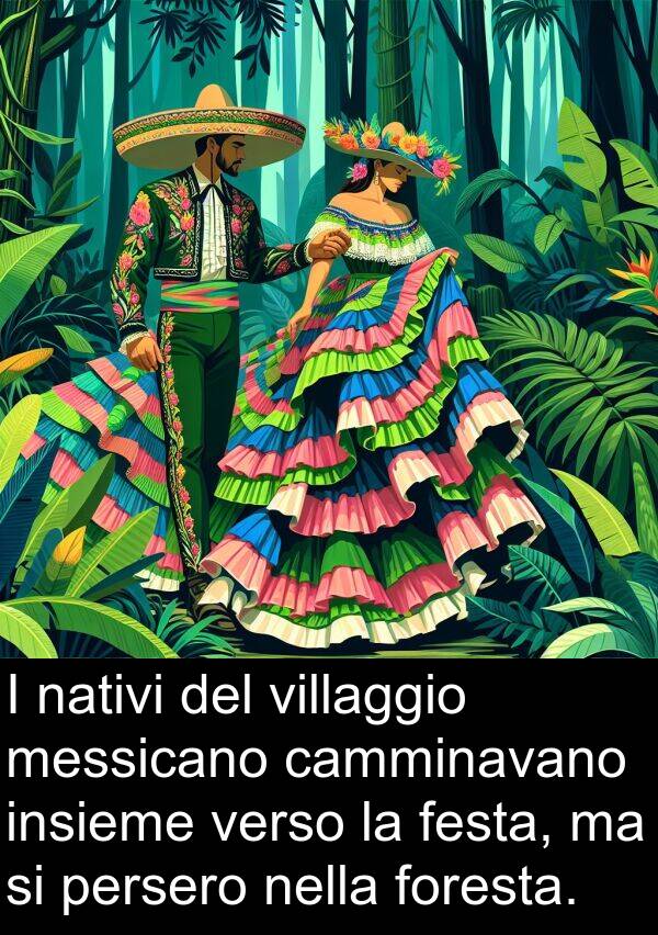 camminavano: I nativi del villaggio messicano camminavano insieme verso la festa, ma si persero nella foresta.