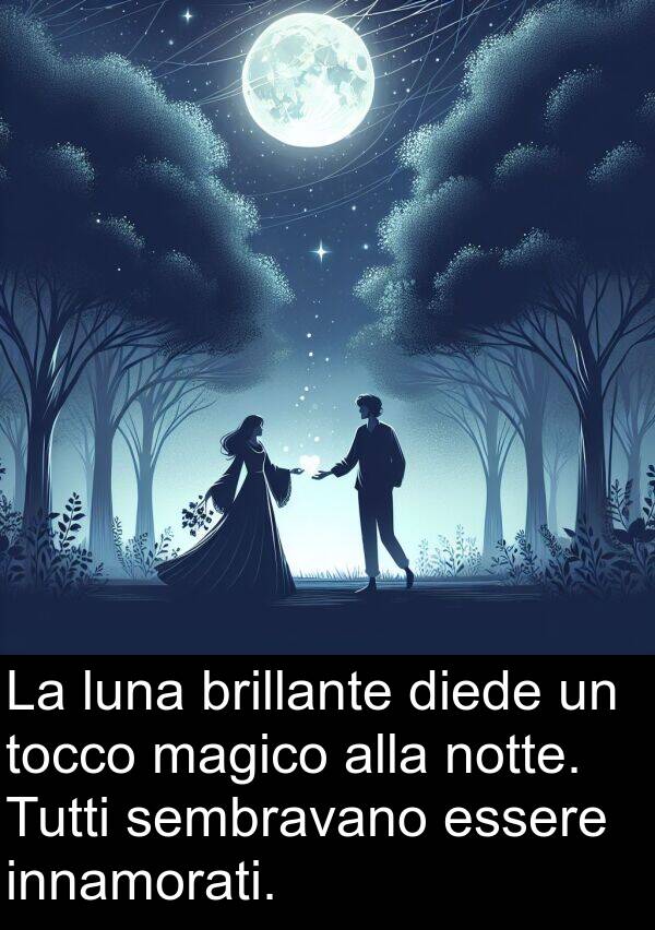 magico: La luna brillante diede un tocco magico alla notte. Tutti sembravano essere innamorati.