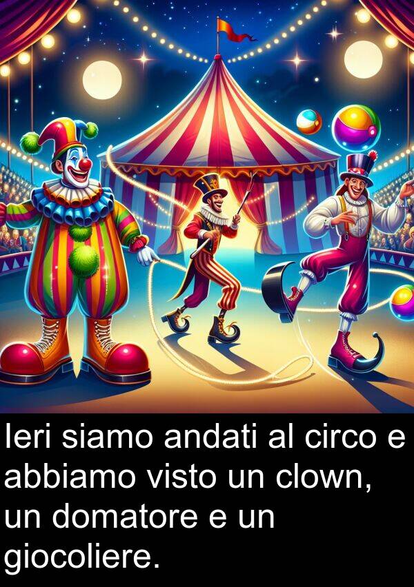 abbiamo: Ieri siamo andati al circo e abbiamo visto un clown, un domatore e un giocoliere.