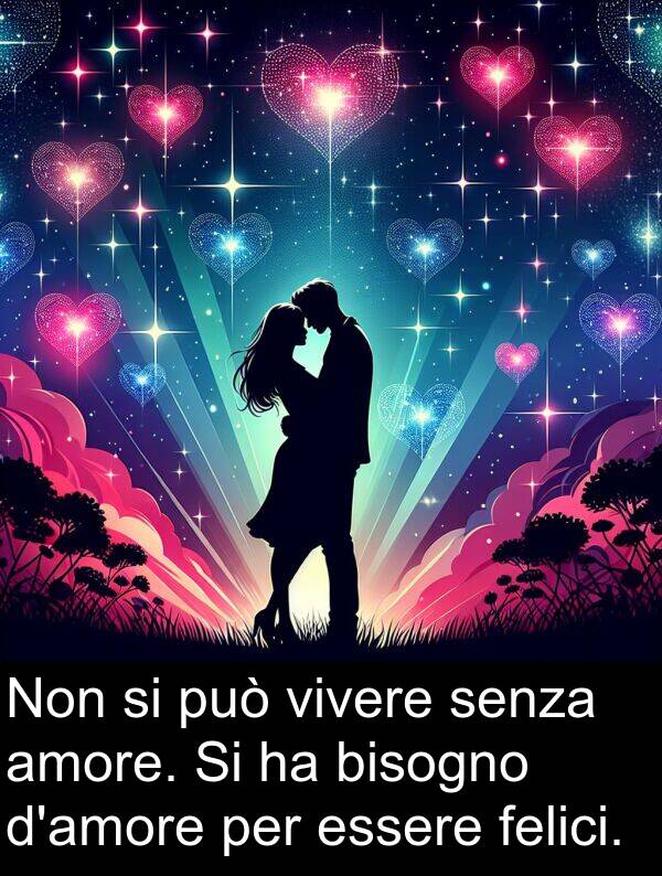 felici: Non si può vivere senza amore. Si ha bisogno d'amore per essere felici.