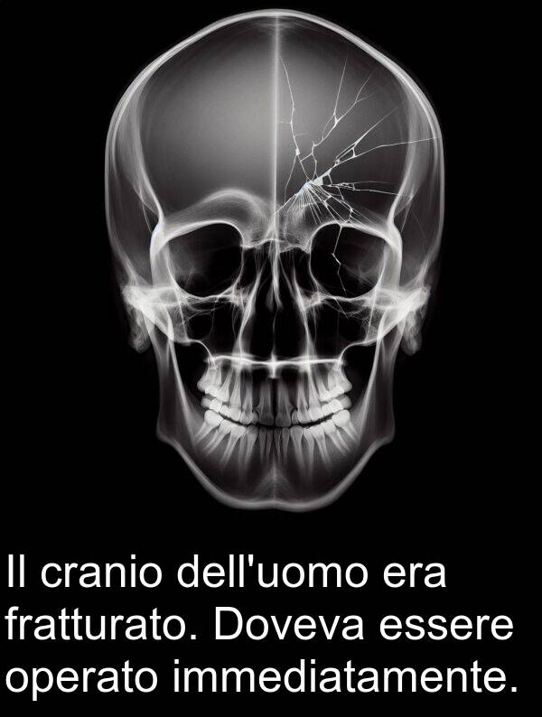 immediatamente: Il cranio dell'uomo era fratturato. Doveva essere operato immediatamente.