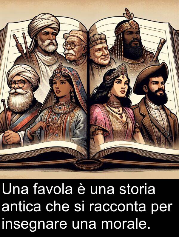 racconta: Una favola è una storia antica che si racconta per insegnare una morale.