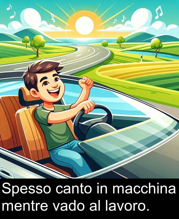 macchina: Spesso canto in macchina mentre vado al lavoro.