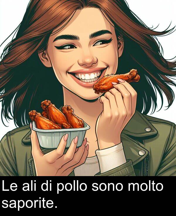 ali: Le ali di pollo sono molto saporite.