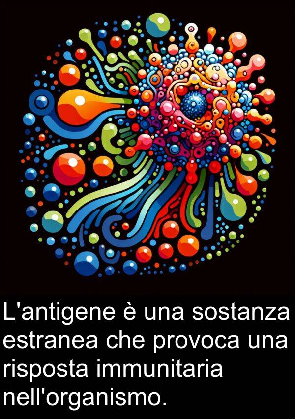 immunitaria: L'antigene è una sostanza estranea che provoca una risposta immunitaria nell'organismo.