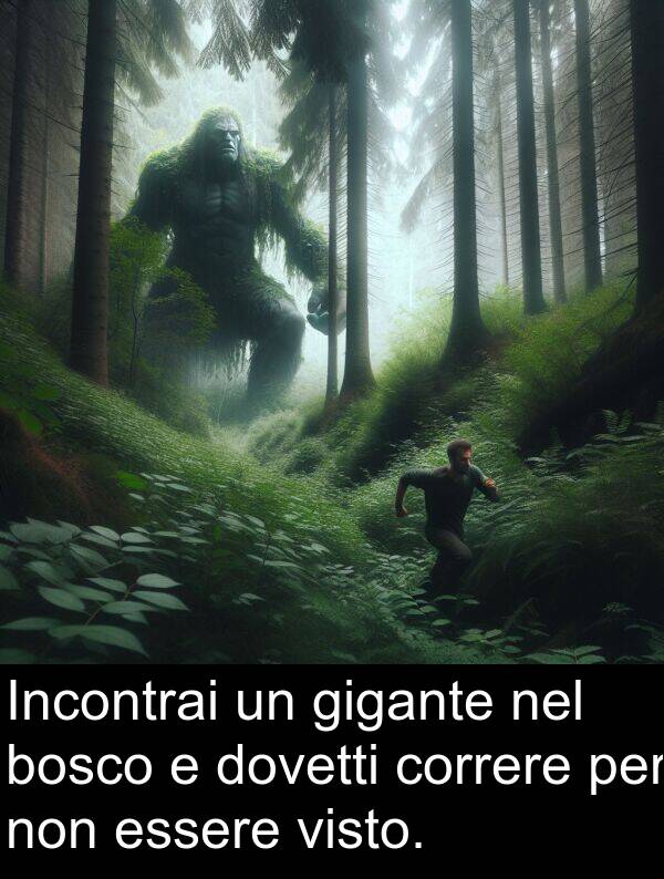 gigante: Incontrai un gigante nel bosco e dovetti correre per non essere visto.