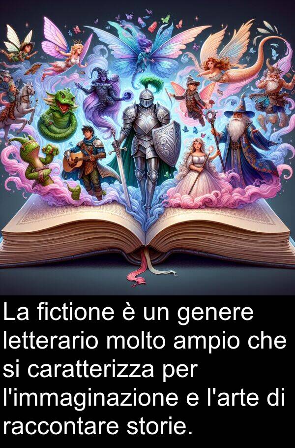 caratterizza: La fictione è un genere letterario molto ampio che si caratterizza per l'immaginazione e l'arte di raccontare storie.