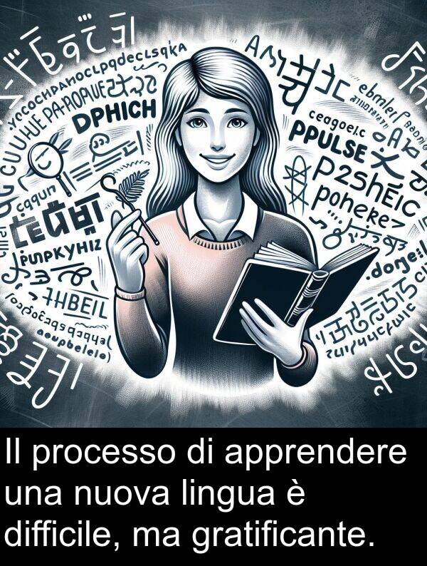 lingua: Il processo di apprendere una nuova lingua è difficile, ma gratificante.