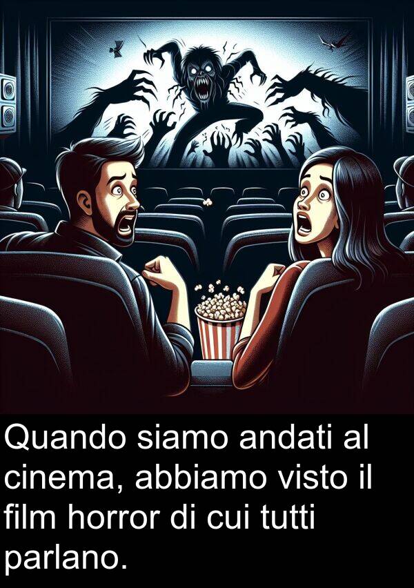 abbiamo: Quando siamo andati al cinema, abbiamo visto il film horror di cui tutti parlano.