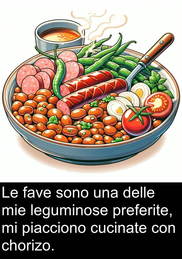 fave: Le fave sono una delle mie leguminose preferite, mi piacciono cucinate con chorizo.