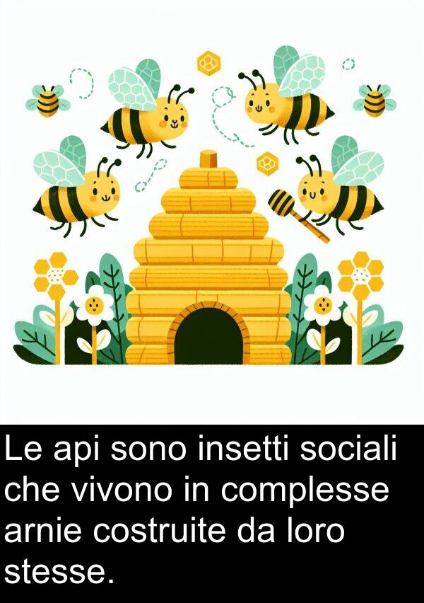 api: Le api sono insetti sociali che vivono in complesse arnie costruite da loro stesse.