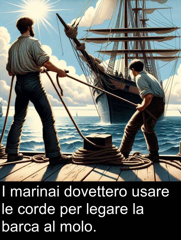 corde: I marinai dovettero usare le corde per legare la barca al molo.