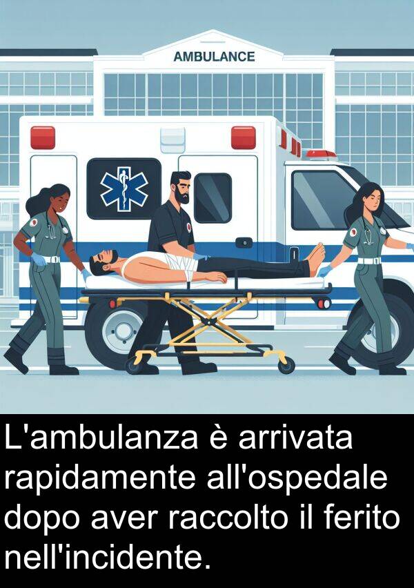 ferito: L'ambulanza è arrivata rapidamente all'ospedale dopo aver raccolto il ferito nell'incidente.