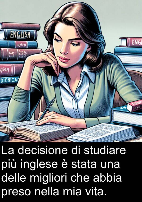 migliori: La decisione di studiare più inglese è stata una delle migliori che abbia preso nella mia vita.