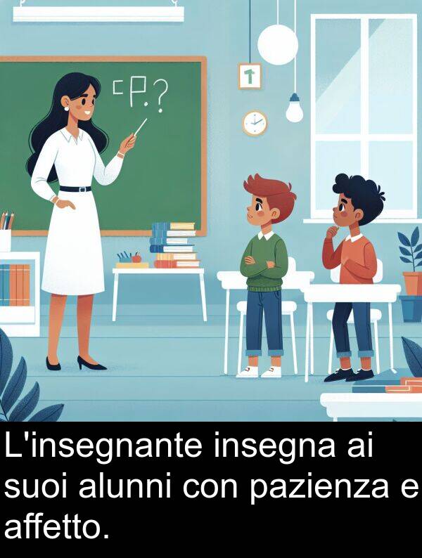 alunni: L'insegnante insegna ai suoi alunni con pazienza e affetto.