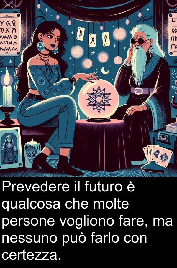 nessuno: Prevedere il futuro è qualcosa che molte persone vogliono fare, ma nessuno può farlo con certezza.