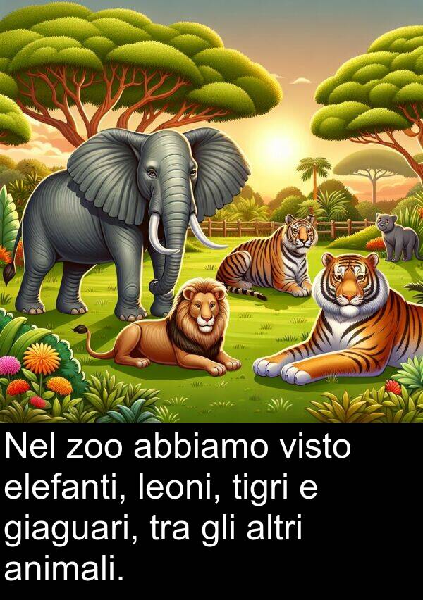 abbiamo: Nel zoo abbiamo visto elefanti, leoni, tigri e giaguari, tra gli altri animali.