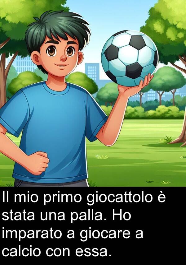 palla: Il mio primo giocattolo è stata una palla. Ho imparato a giocare a calcio con essa.