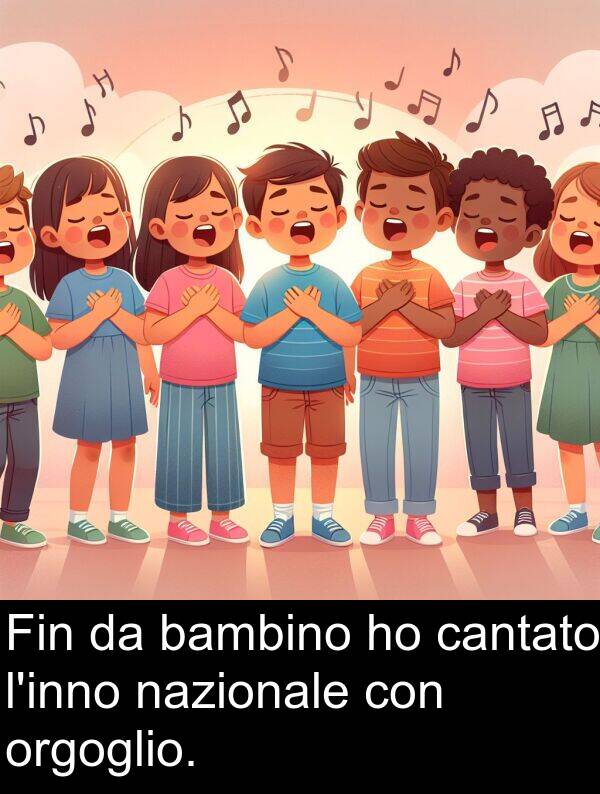 nazionale: Fin da bambino ho cantato l'inno nazionale con orgoglio.