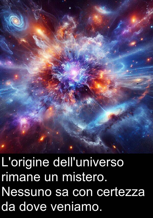 veniamo: L'origine dell'universo rimane un mistero. Nessuno sa con certezza da dove veniamo.