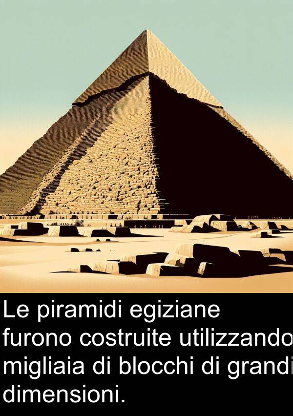 blocchi: Le piramidi egiziane furono costruite utilizzando migliaia di blocchi di grandi dimensioni.