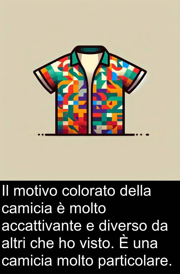 colorato: Il motivo colorato della camicia è molto accattivante e diverso da altri che ho visto. È una camicia molto particolare.