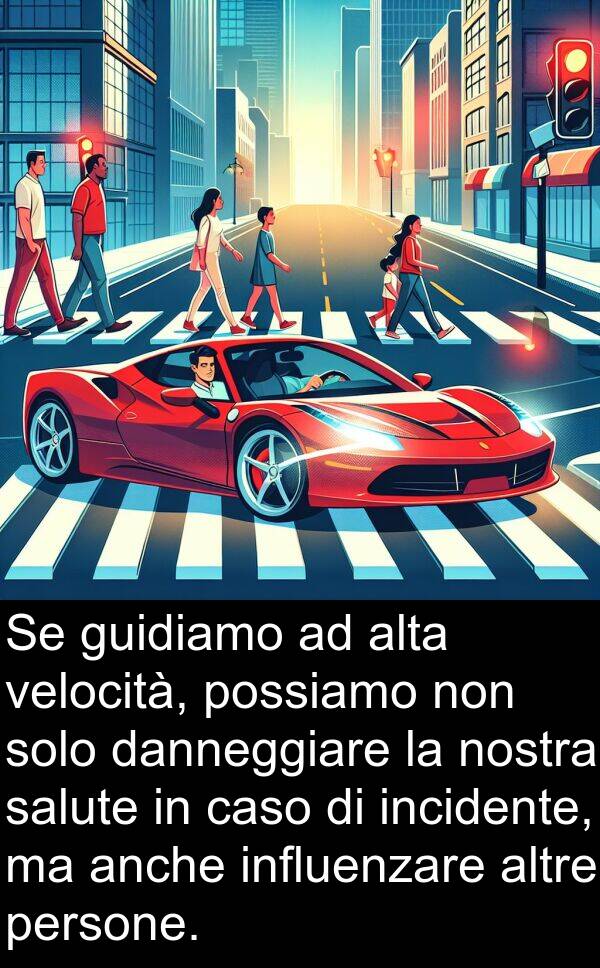 anche: Se guidiamo ad alta velocità, possiamo non solo danneggiare la nostra salute in caso di incidente, ma anche influenzare altre persone.