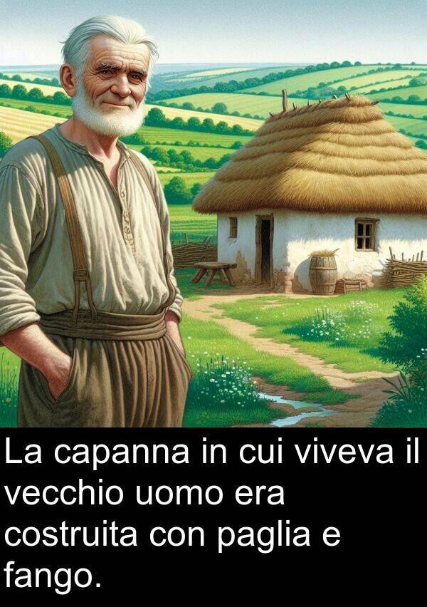 uomo: La capanna in cui viveva il vecchio uomo era costruita con paglia e fango.